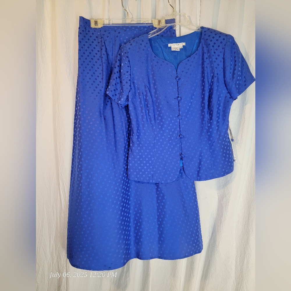 100% Silk Maggy London Royal Blue Ensemble NWT